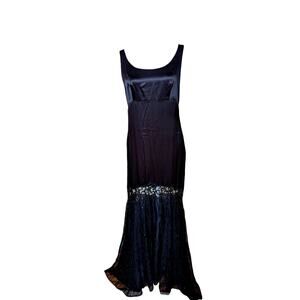 Vintage Marvel by La Perla Black Silk Satin Maxi Dress Gown 90s Y2K Deadstock